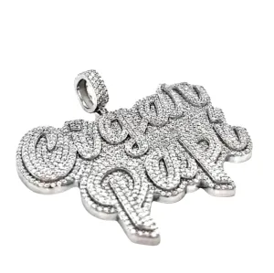 Lab-created Moissanite CIGAR PAPI White Silver 925 Custom Design Pendant Charm
