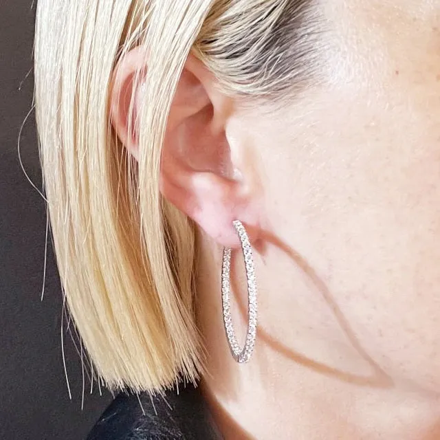 Lab-Created moissanite Hoops Earrings Sterling Silver - M203809