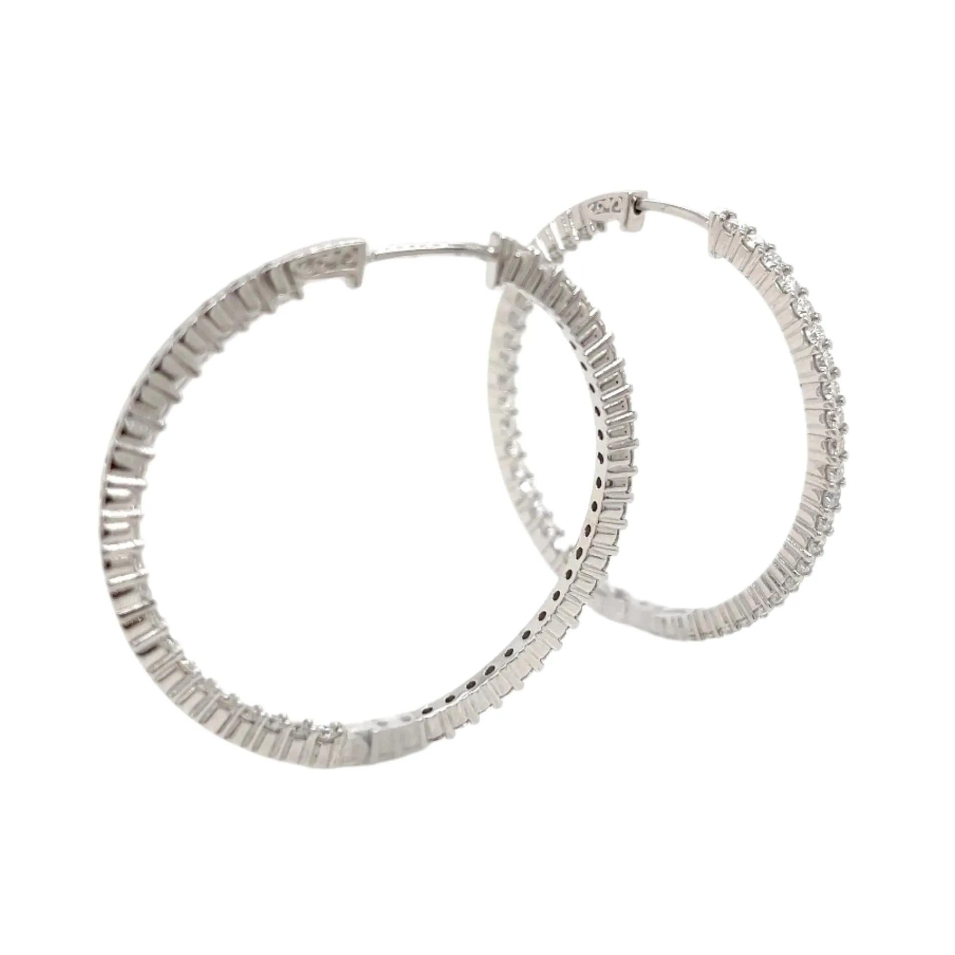Lab-Created moissanite Hoops Earrings Sterling Silver - M203809