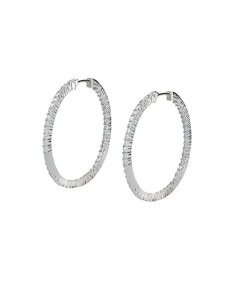Lab-Created moissanite Hoops Earrings Sterling Silver - M203809