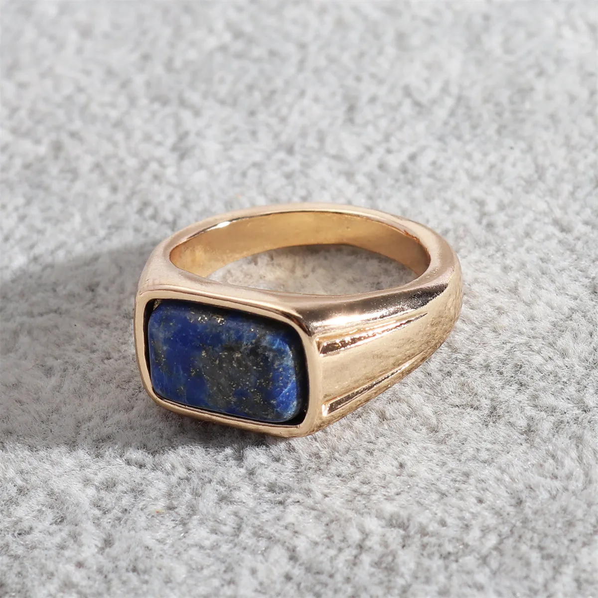 Lapis & 18K Gold-Plated Rectangle Ring