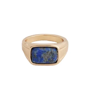 Lapis & 18K Gold-Plated Rectangle Ring