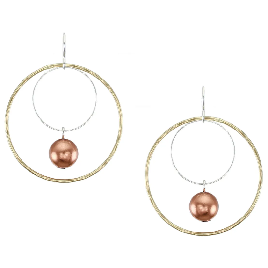 Large Double Wire Rings with Bead Earring