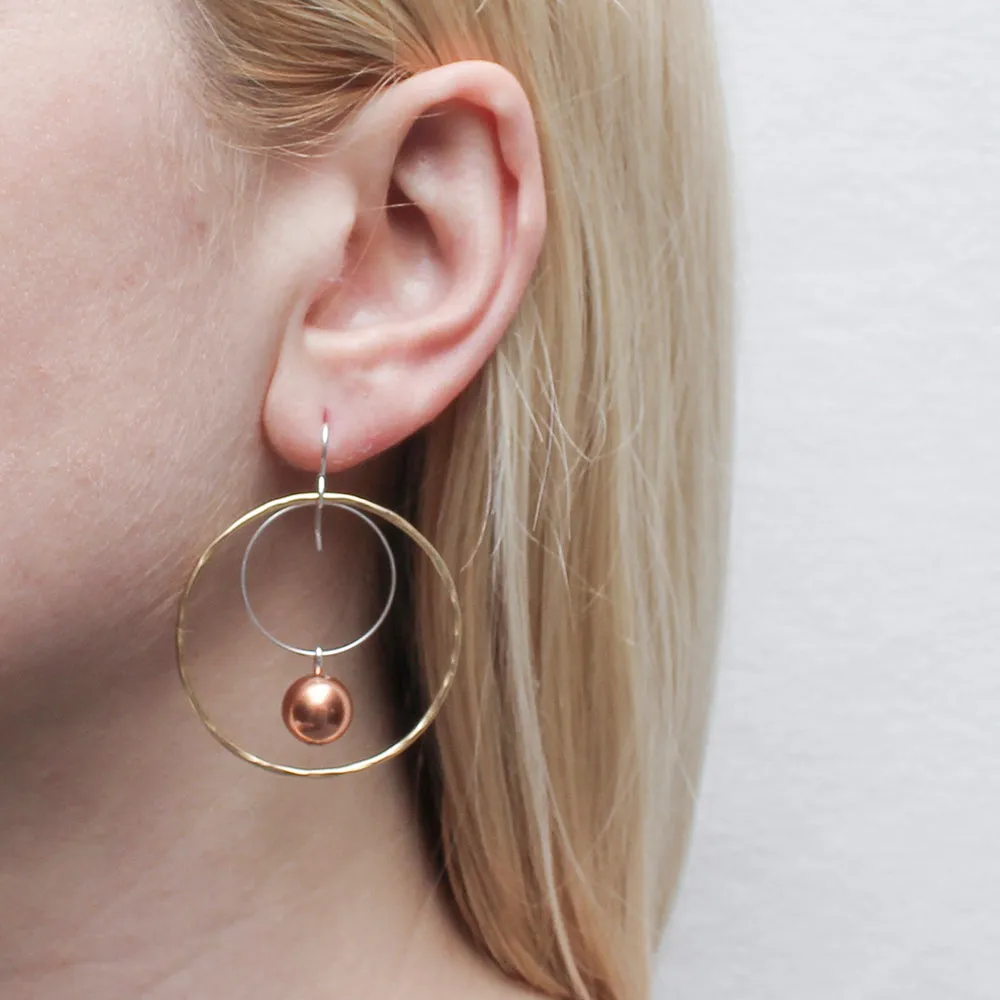 Large Double Wire Rings with Bead Earring