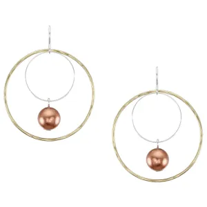 Large Double Wire Rings with Bead Earring