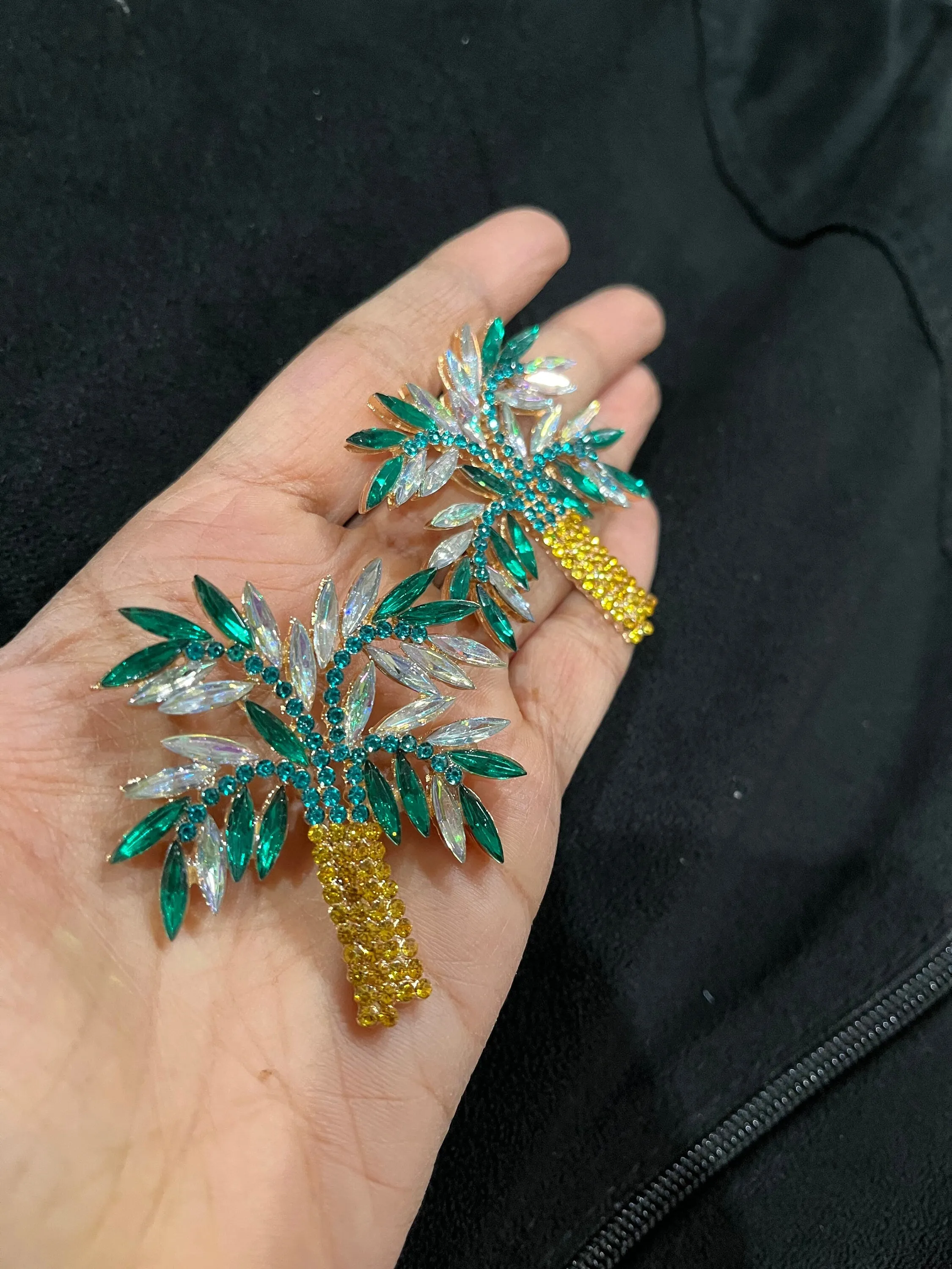 Large Green earrings stud  green yellow Tree huge crystal Rhinestone Crystal Pageant oversized green emerald Earrings statement