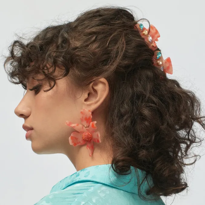 Lele Sadoughi Papaya Crystal Lily Earrings