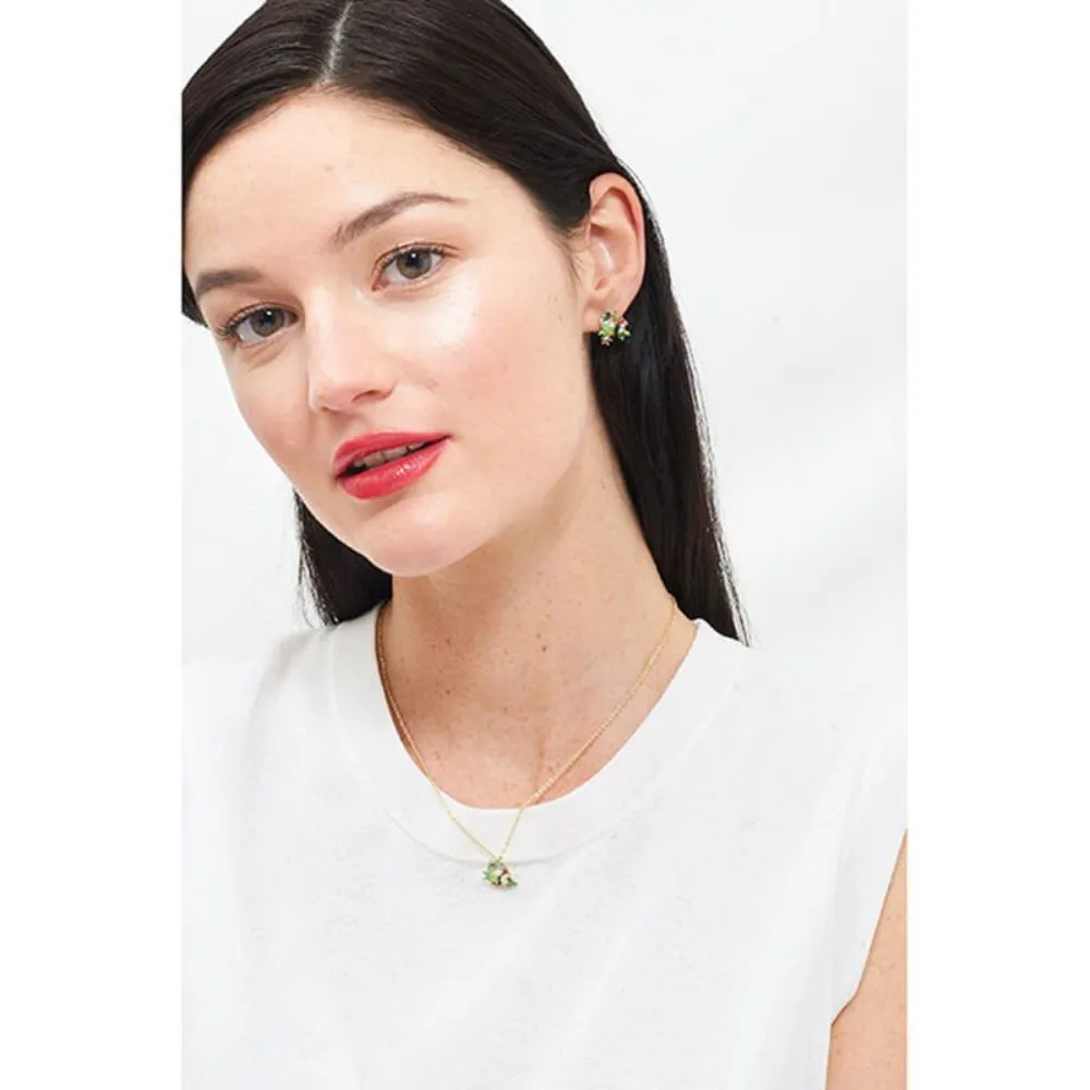 Les Nereides Robin On A Branch And Cut Crystal Clip-On Earrings