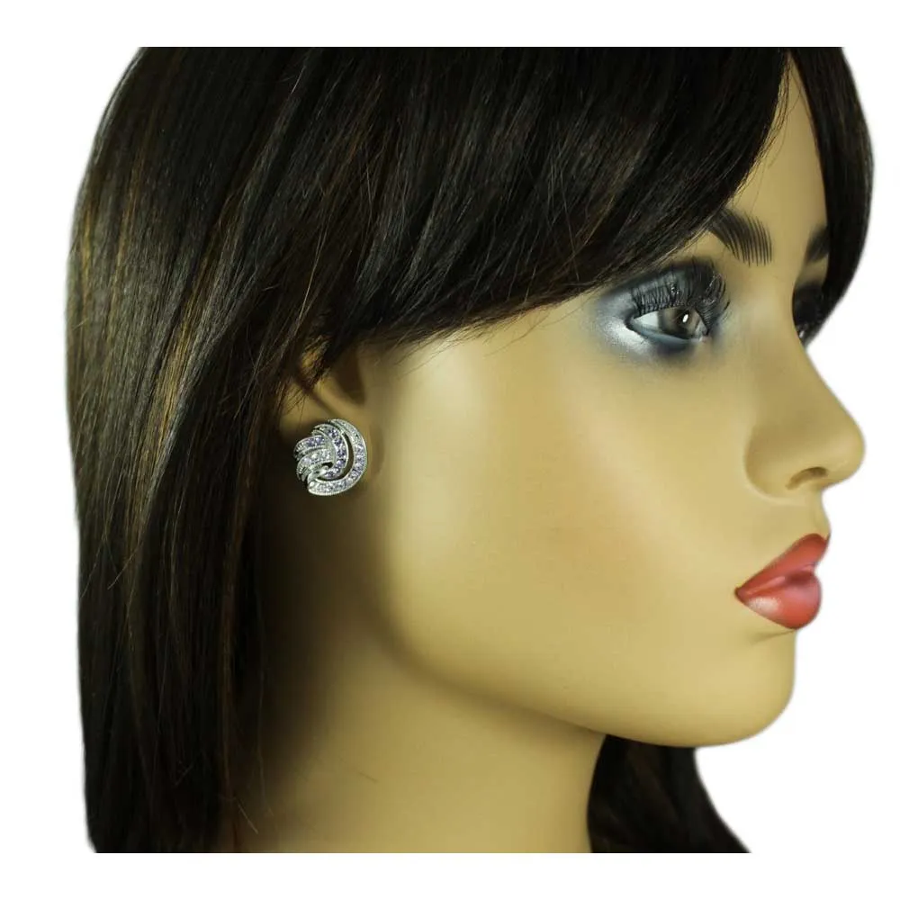 Light and Dark Purple Crystal Waves Pierced Earring - REC139