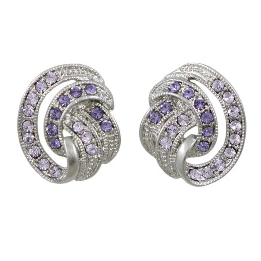 Light and Dark Purple Crystal Waves Pierced Earring - REC139