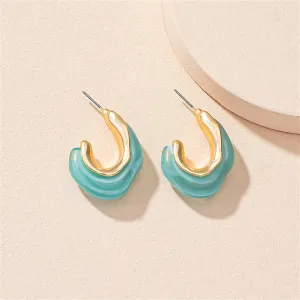 Light Blue Resin & 18K Gold-Plated Irregular Curve Drop Earrings