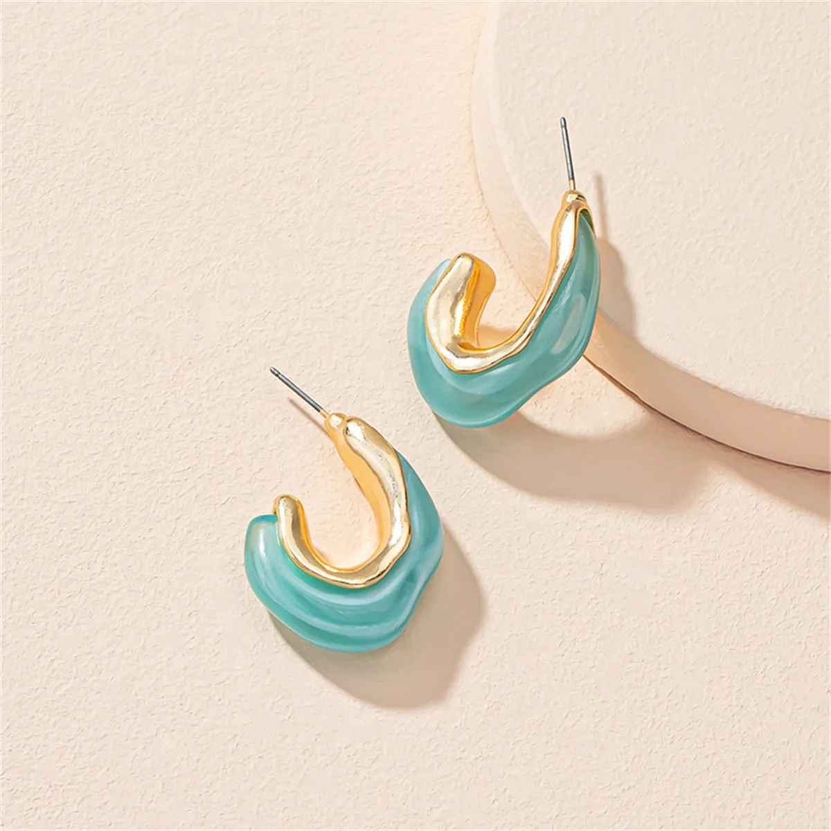 Light Blue Resin & 18K Gold-Plated Irregular Curve Drop Earrings