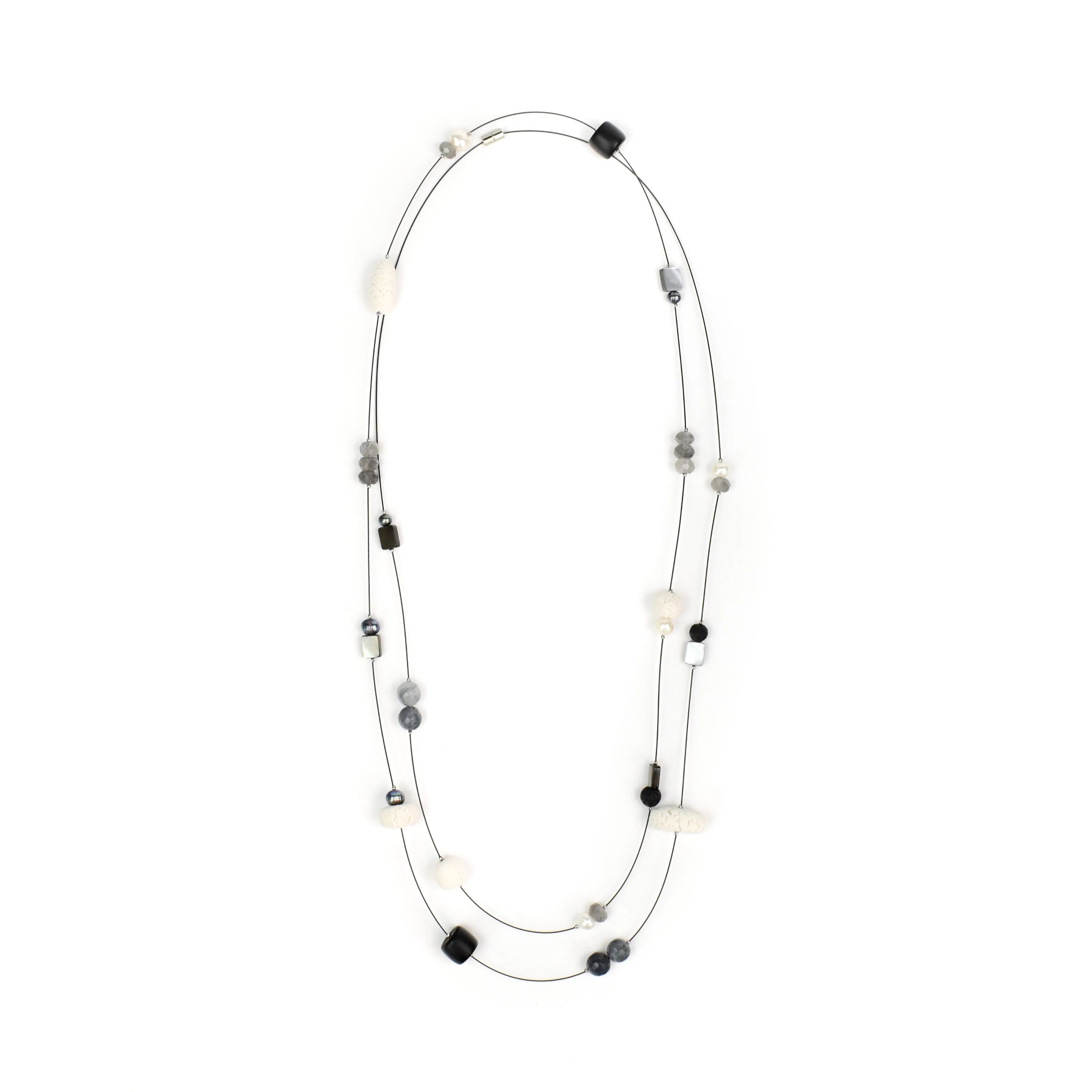 Lily Tsay Porcelain and Mixed Bead Necklace