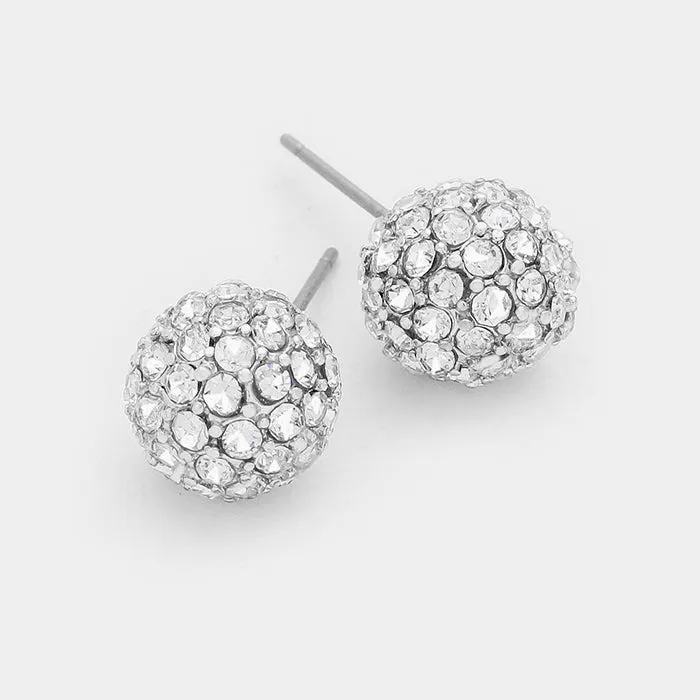 Little Girls Clear Crystal Disco Ball Stud Earrings | 91854