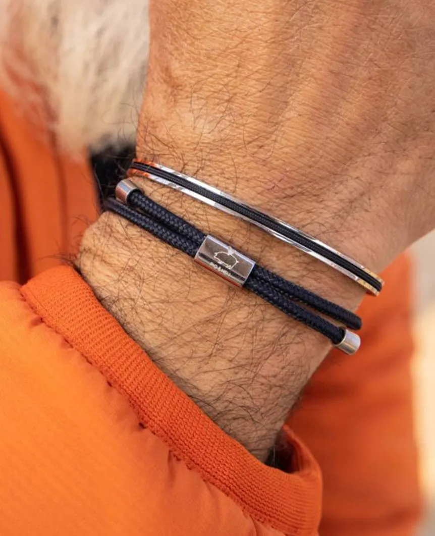 Little Lewis Navy Silver  Bracelet