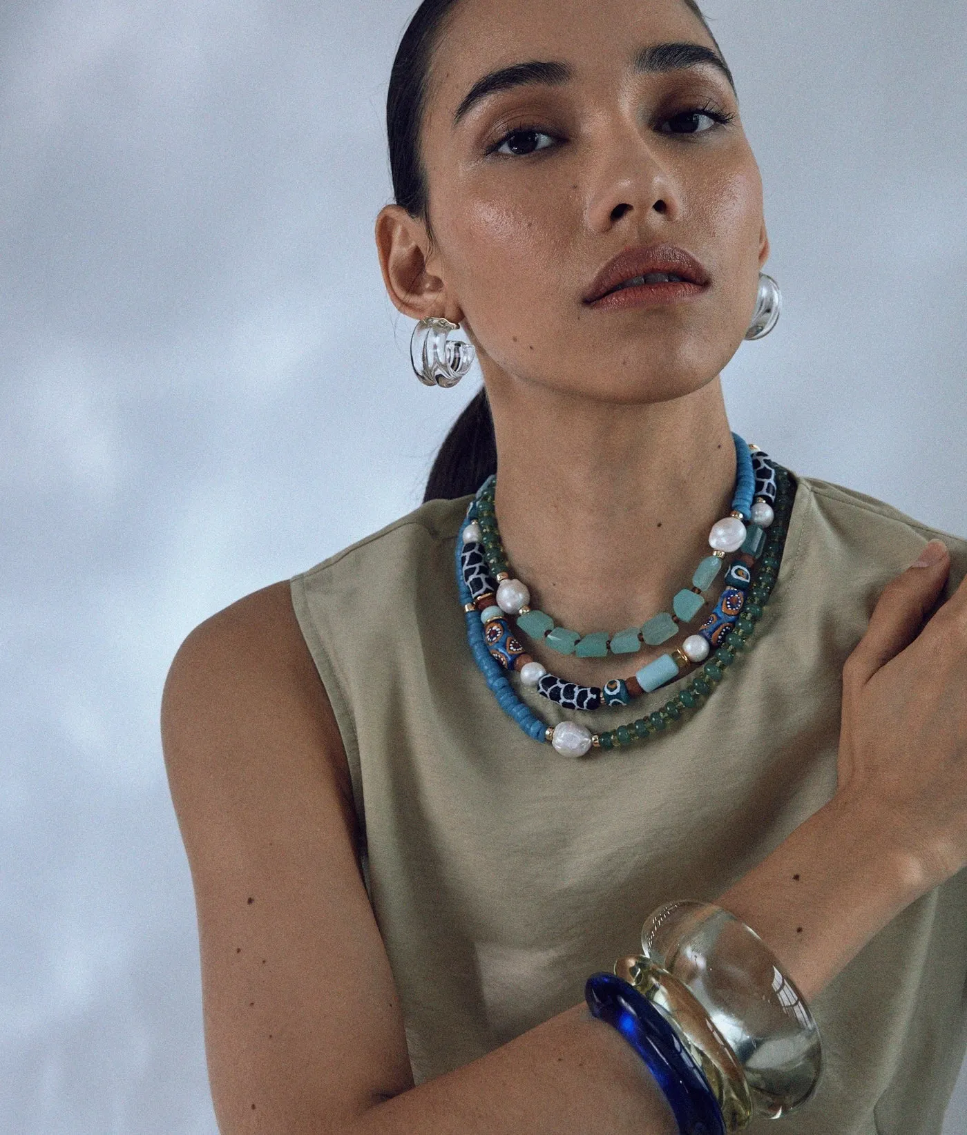 Lizzie Fortunato Sculpted Hoops in Storm