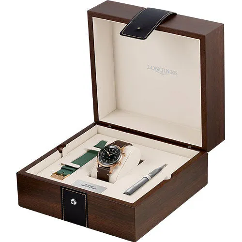 Longines Legend Diver Green Dial & Brown Leather Watch for Men