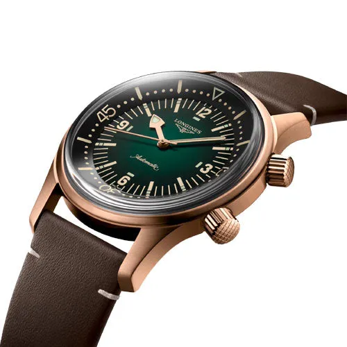 Longines Legend Diver Green Dial & Brown Leather Watch for Men