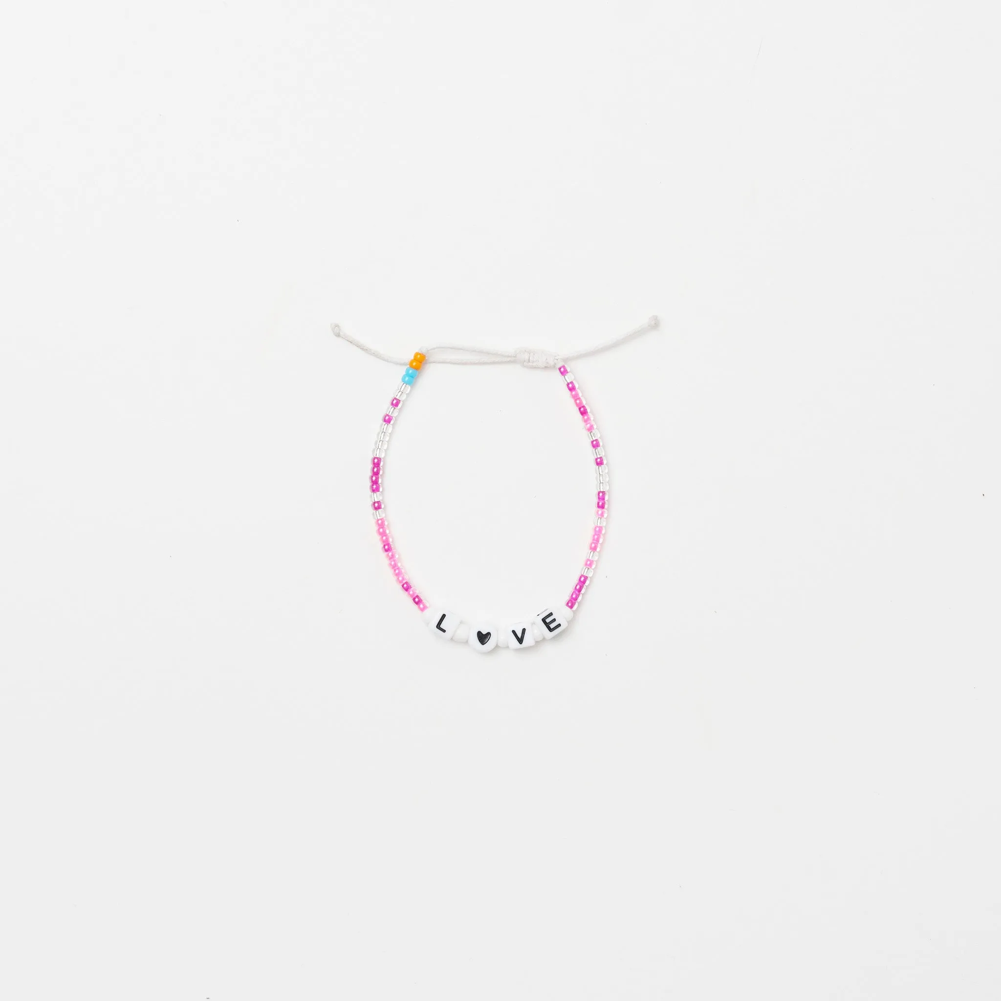 Love Heart Single Strand Bracelet - Pink/Silver Multi