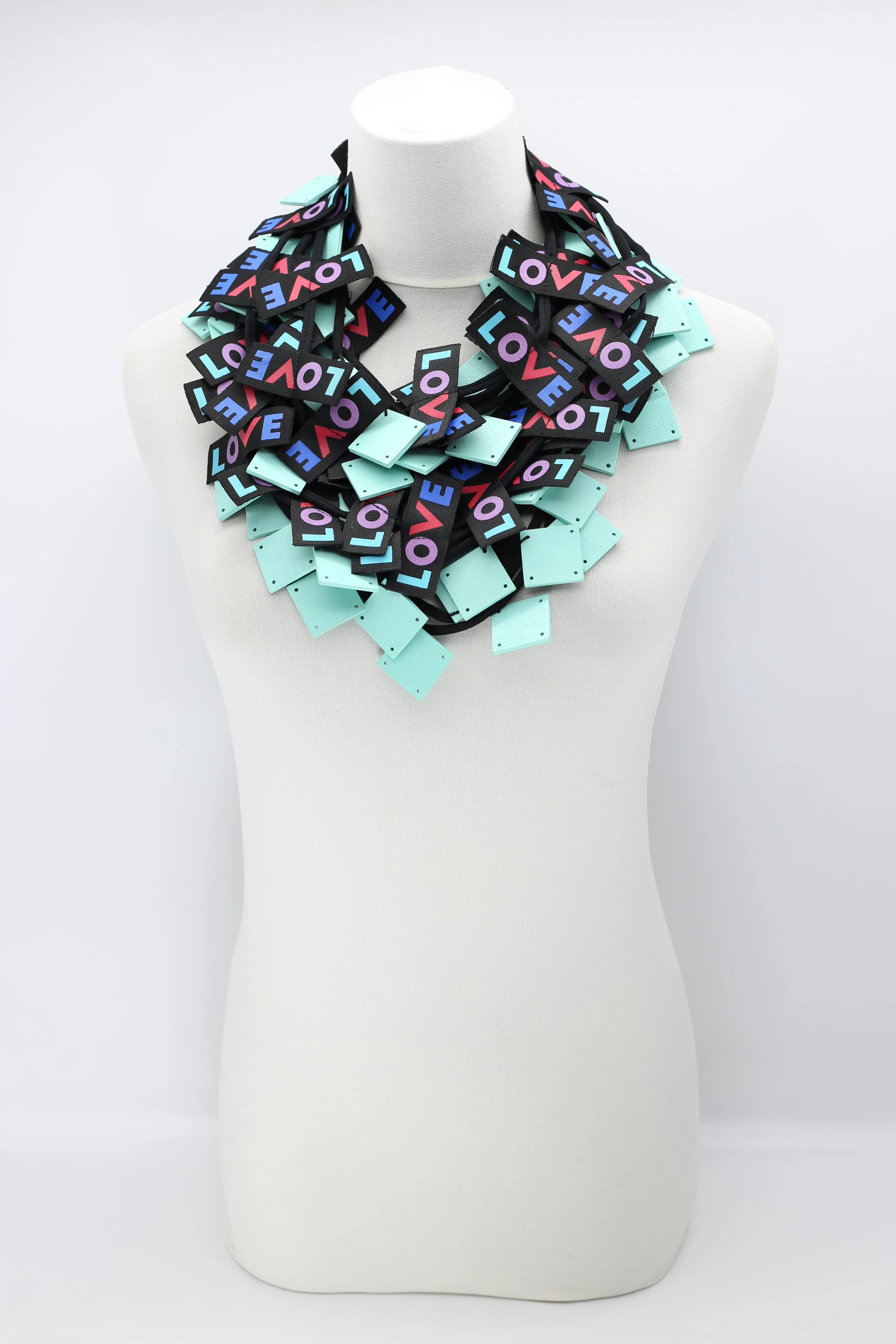 LOVE Ribbon & Squares Necklaces Set