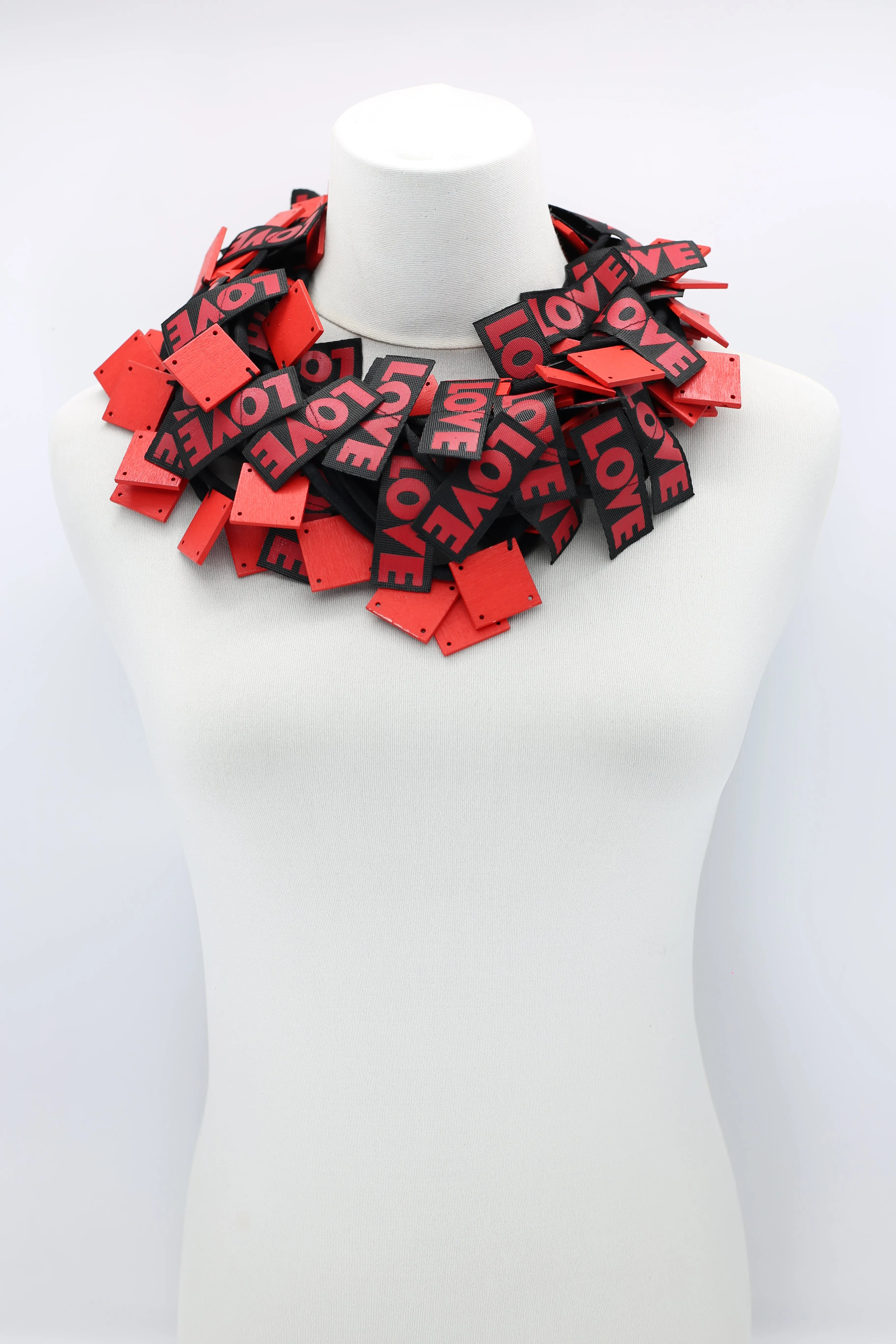 LOVE Ribbon & Squares Necklaces Set