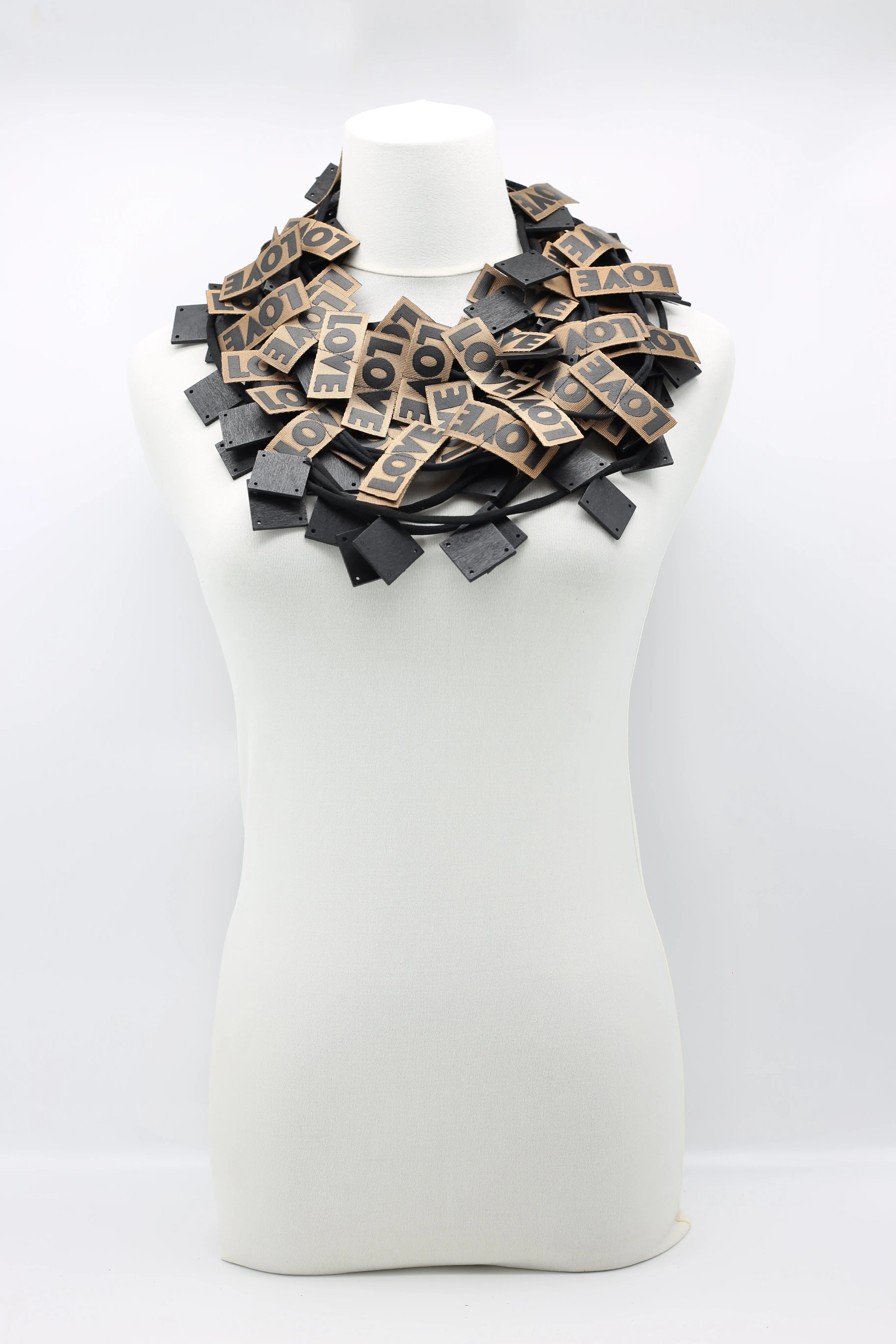 LOVE Ribbon & Squares Necklaces Set