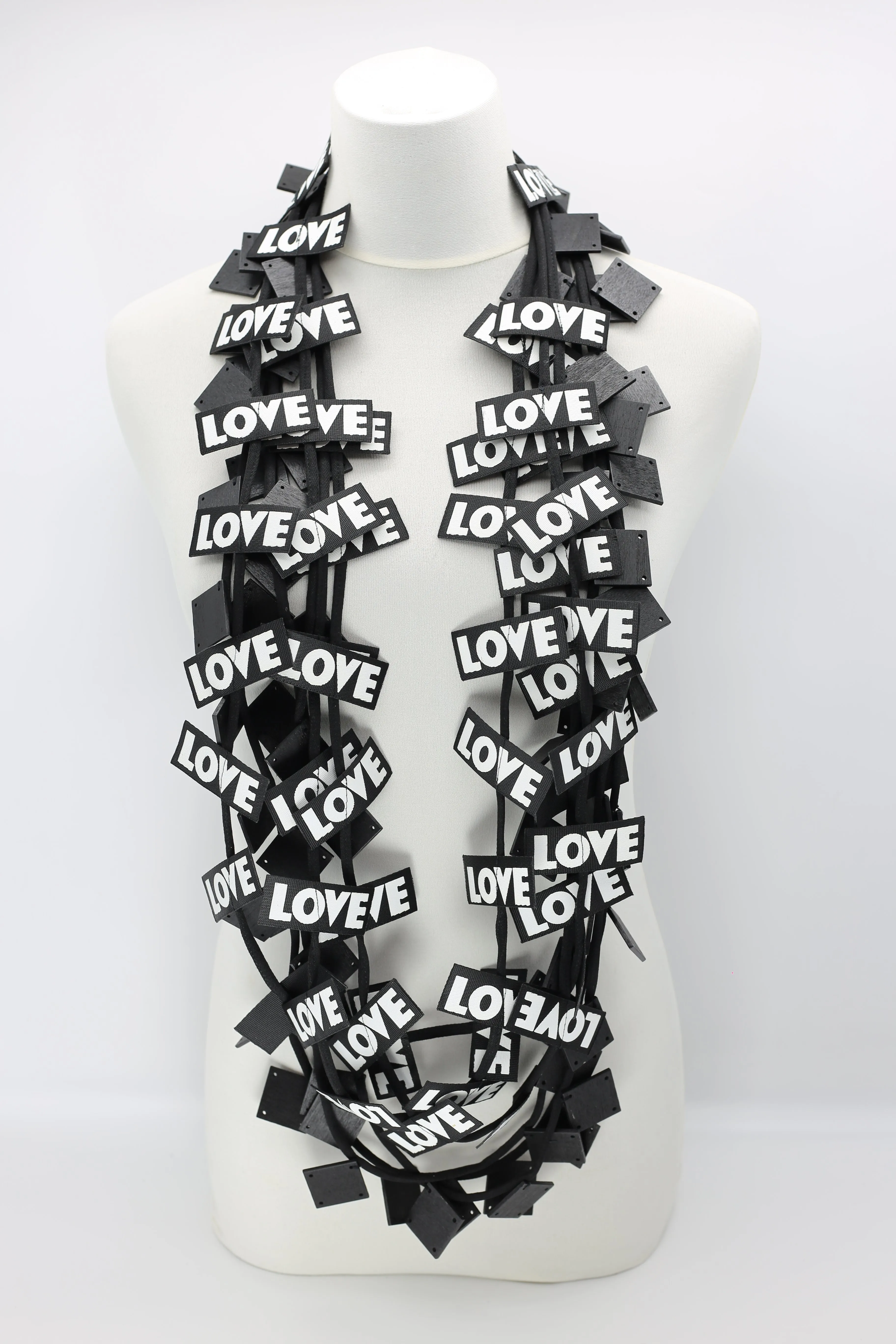 LOVE Ribbon & Squares Necklaces Set