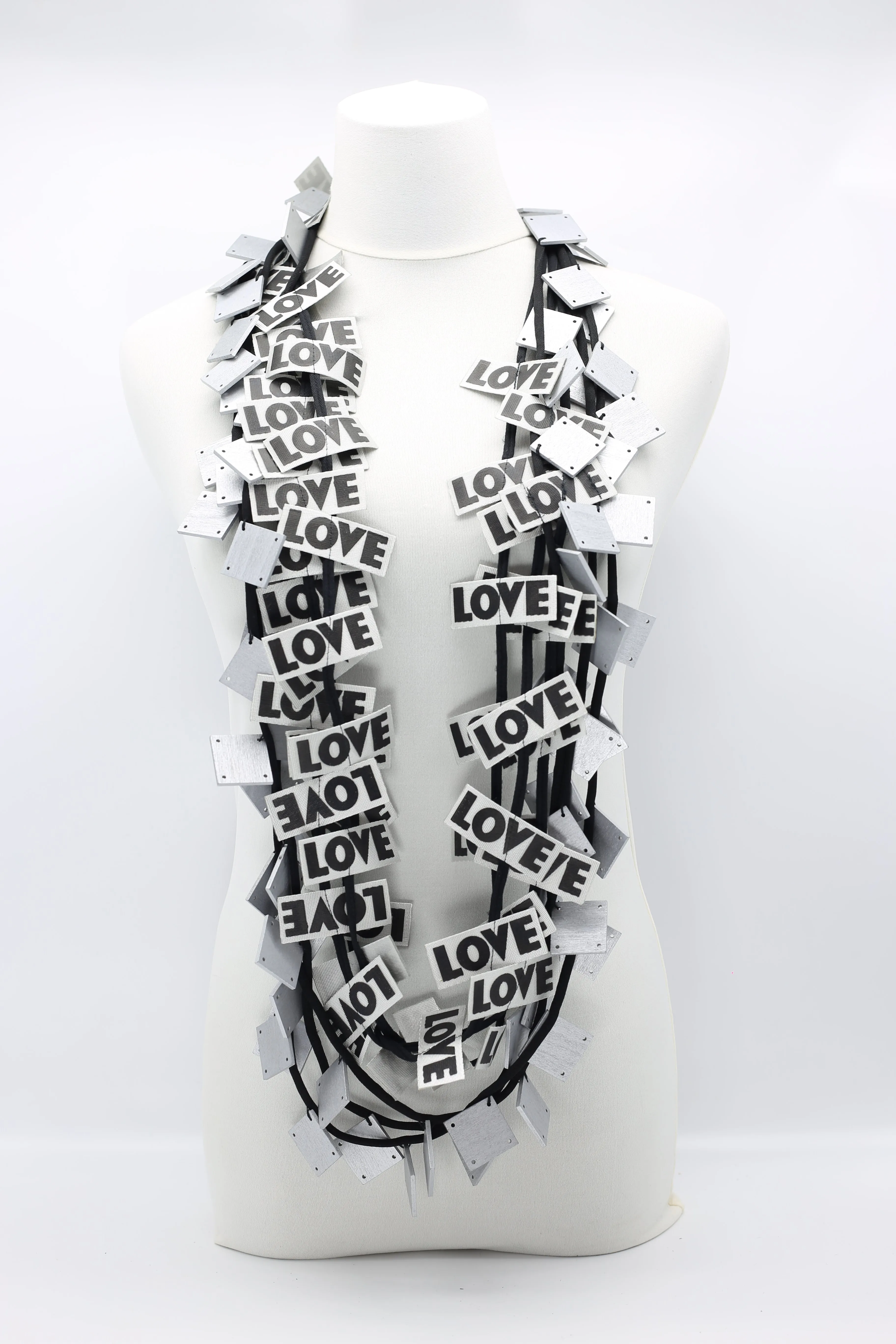 LOVE Ribbon & Squares Necklaces Set