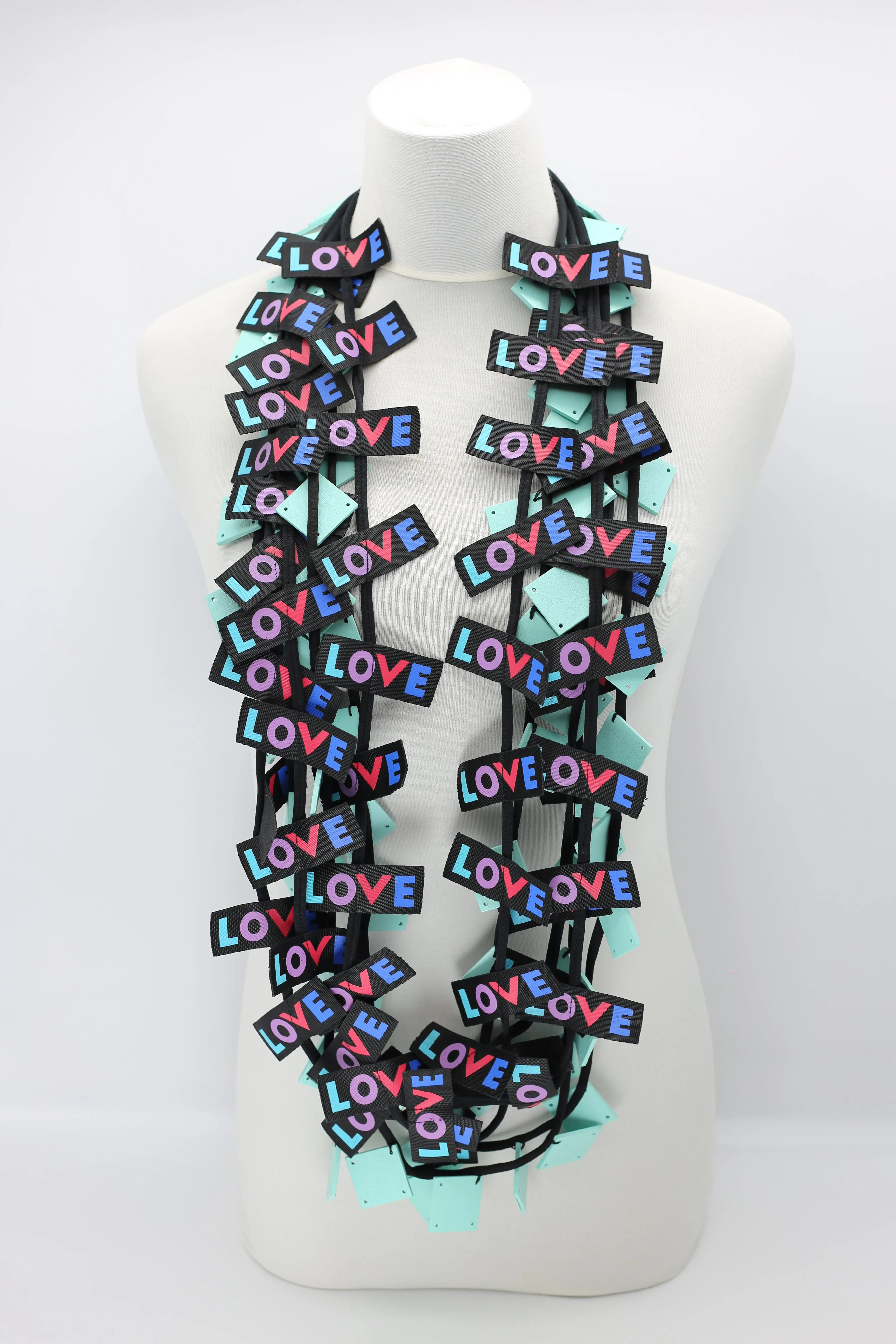 LOVE Ribbon & Squares Necklaces Set