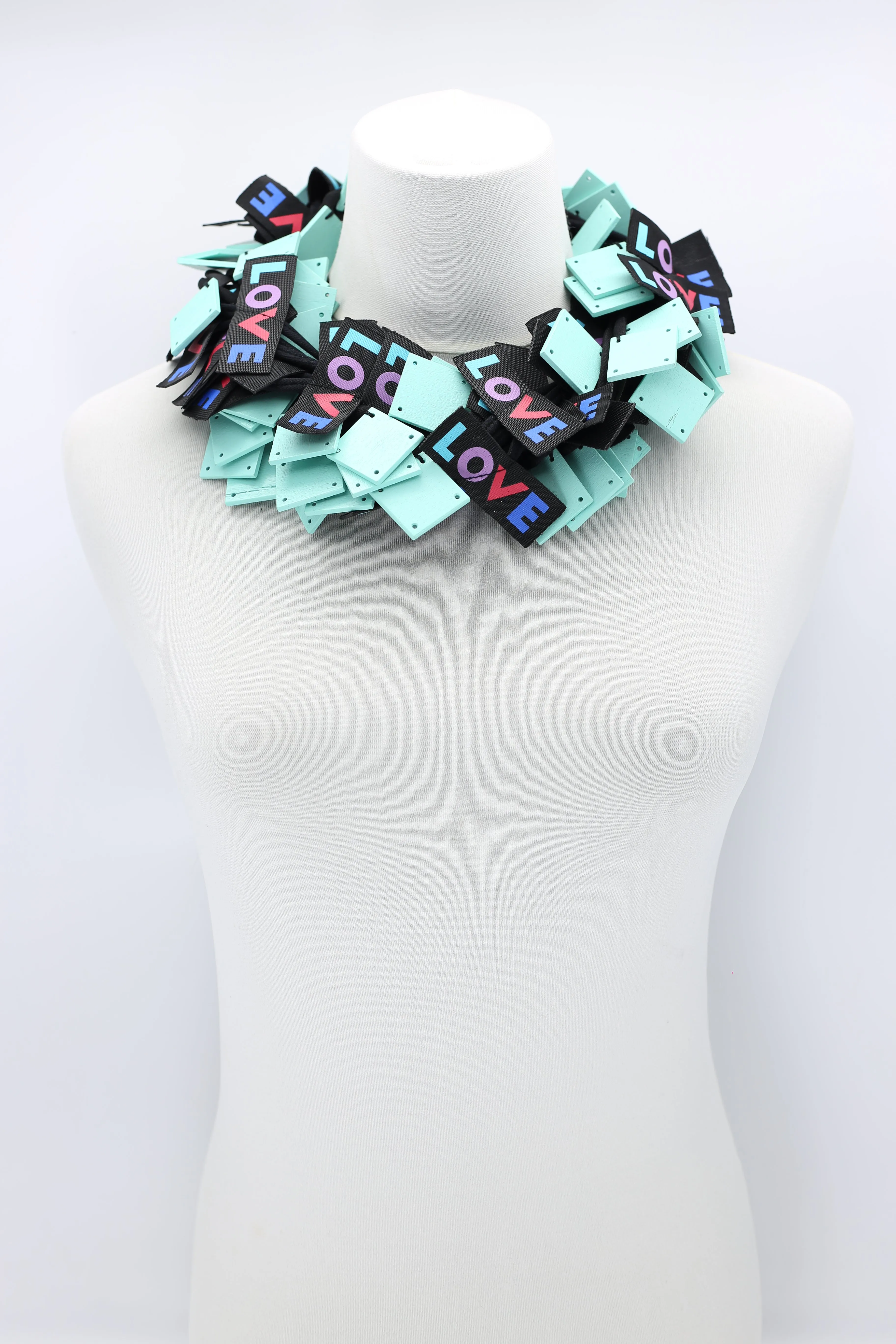 LOVE Ribbon & Squares Necklaces Set