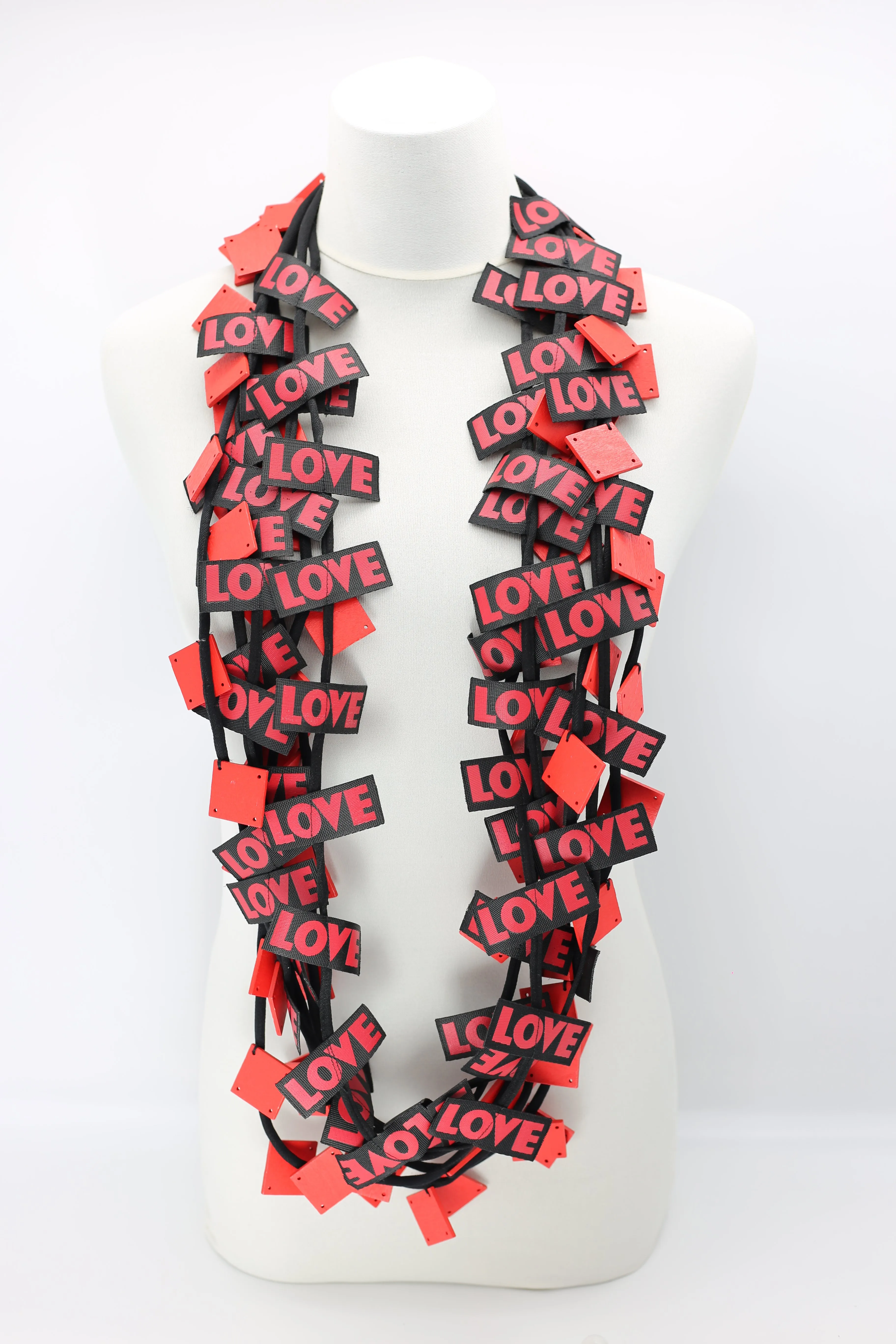 LOVE Ribbon & Squares Necklaces Set