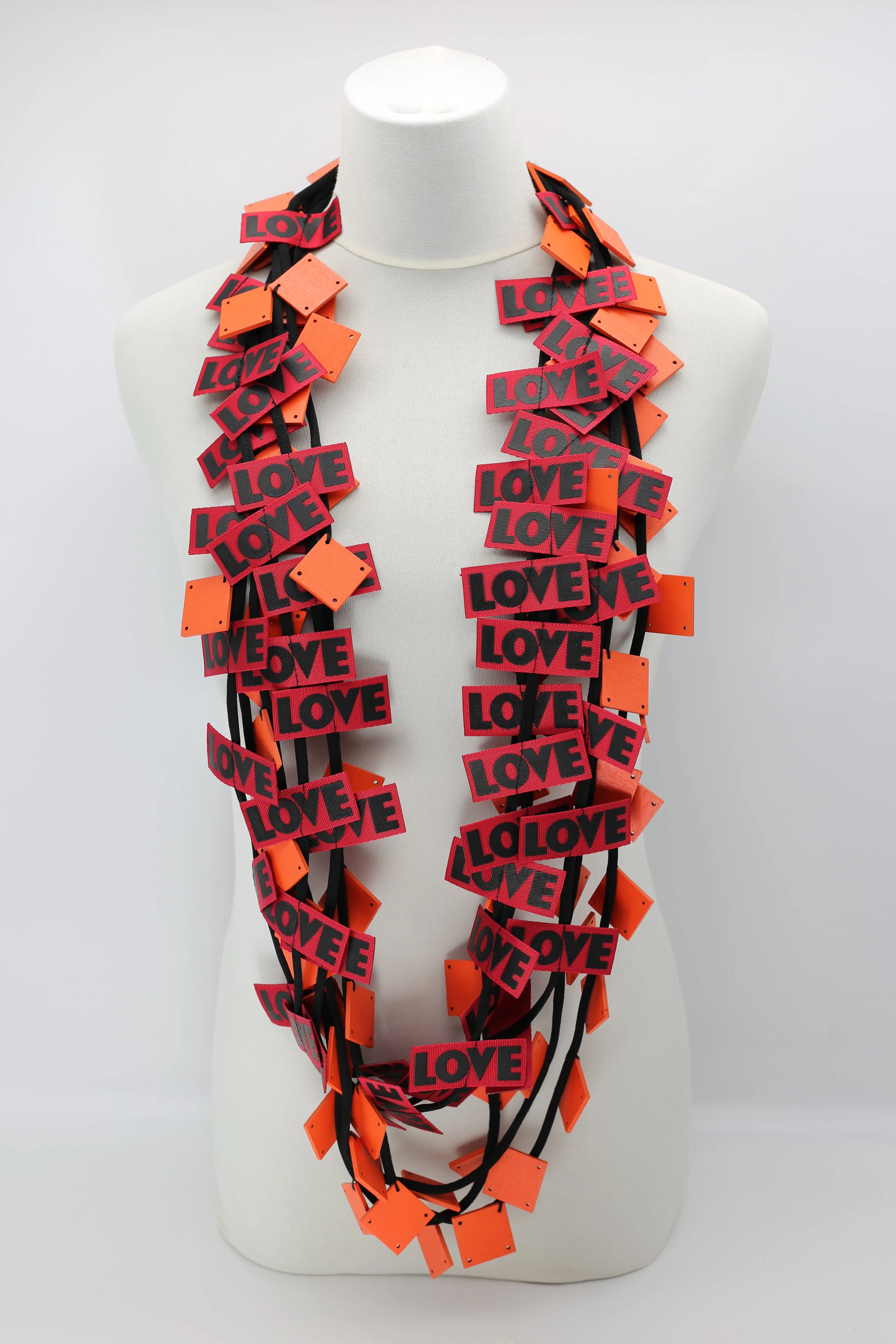 LOVE Ribbon & Squares Necklaces Set