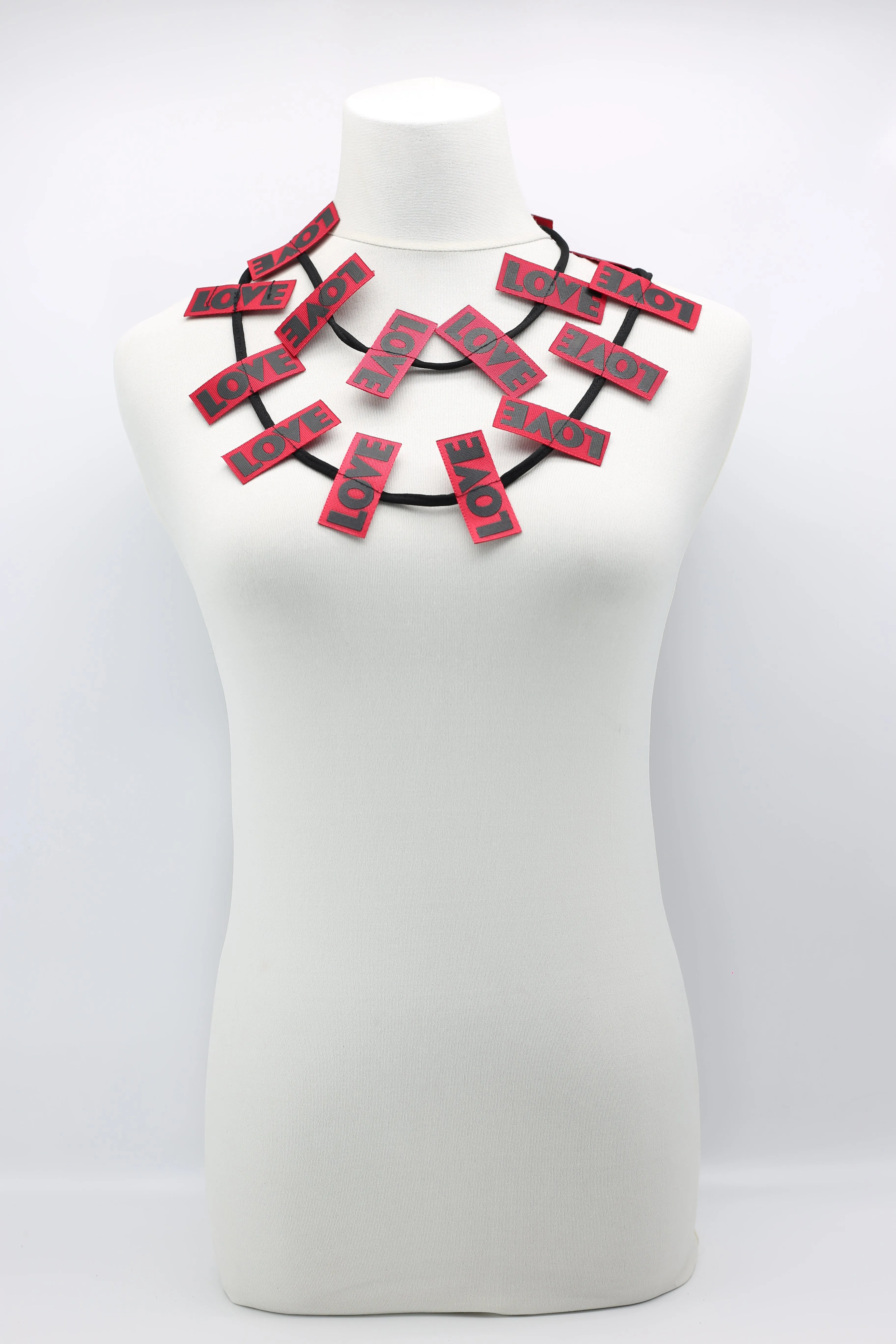 LOVE Ribbon & Squares Necklaces Set