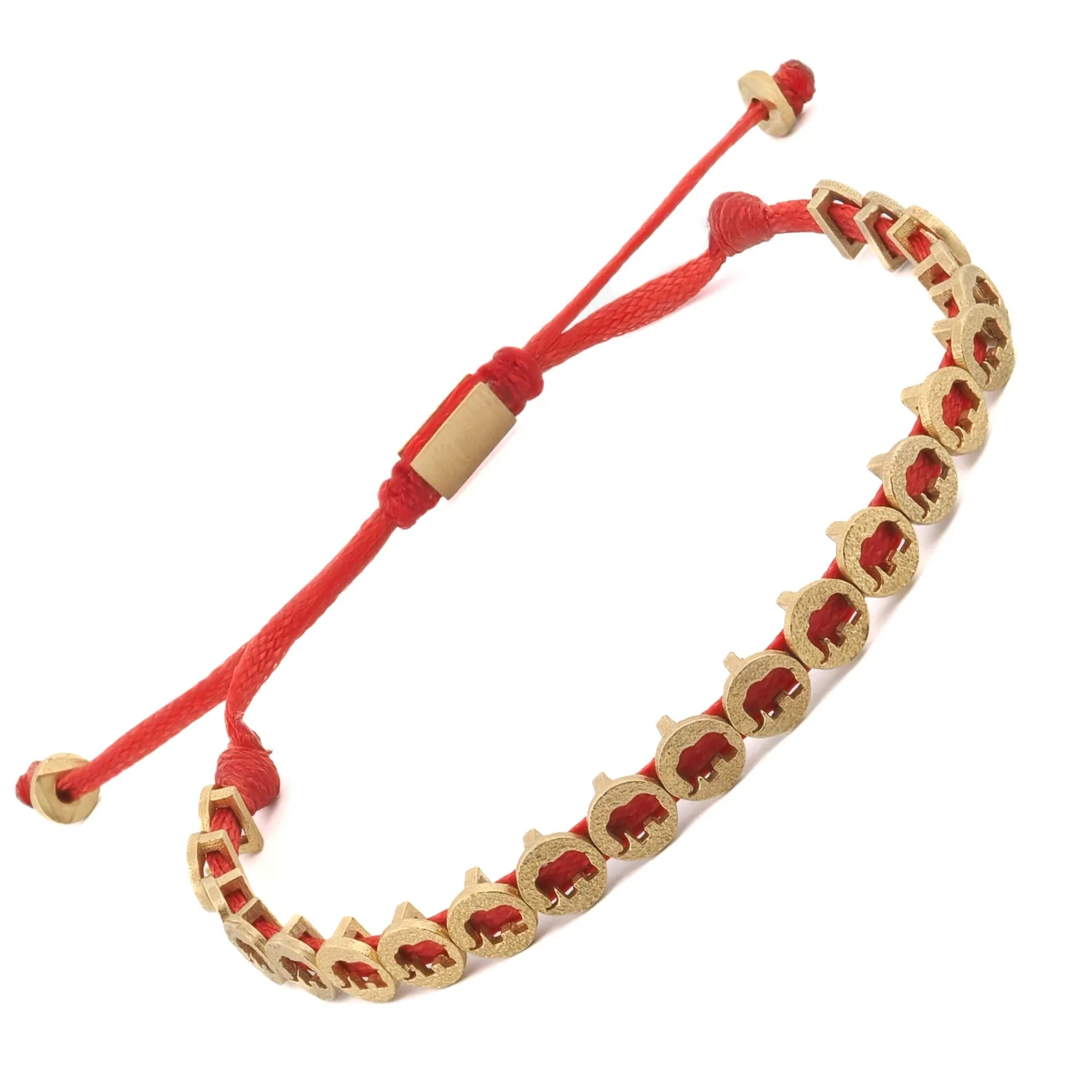 Lucky Elephant Red Woven Unisex String Bracelet