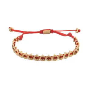 Lucky Elephant Red Woven Unisex String Bracelet
