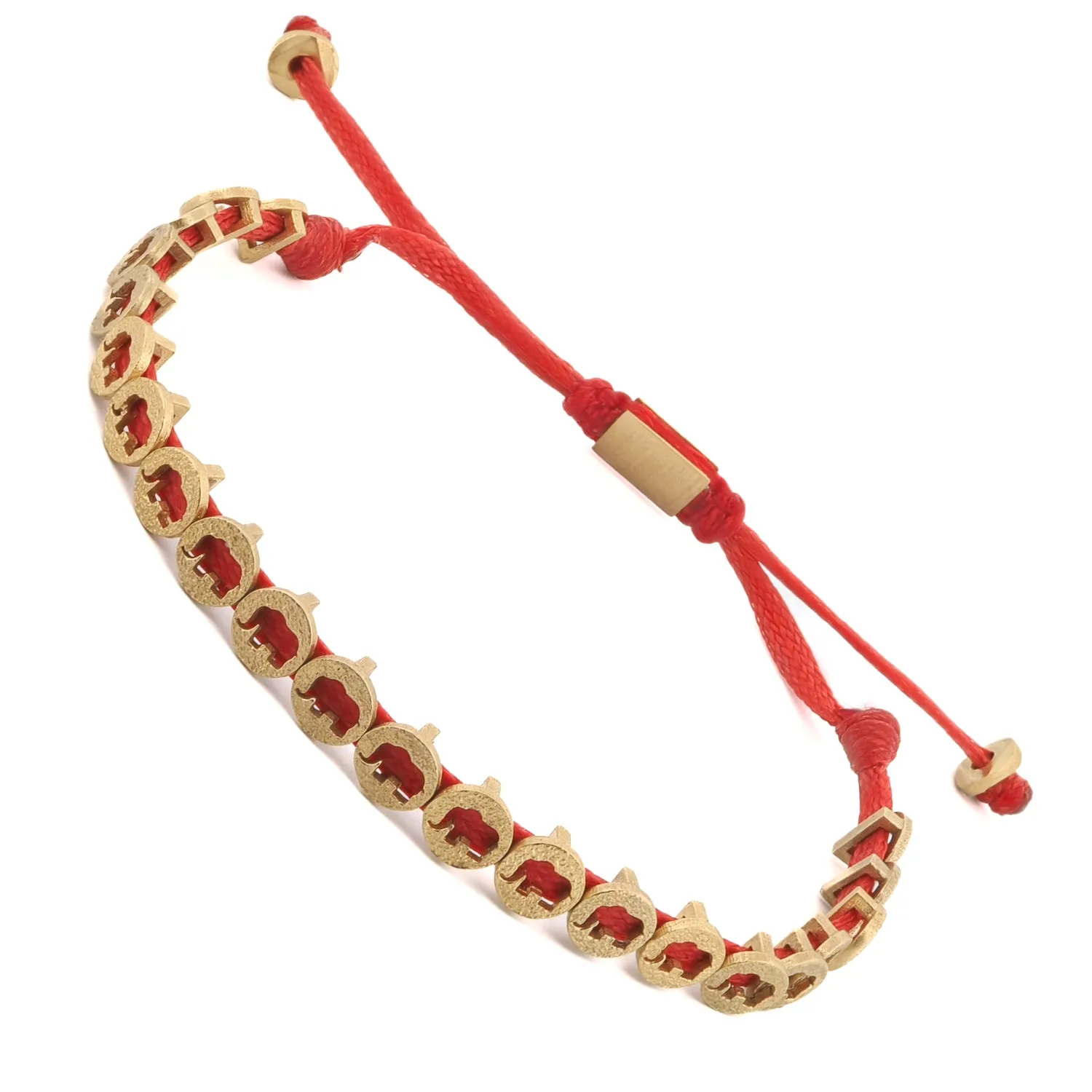Lucky Elephant Red Woven Unisex String Bracelet