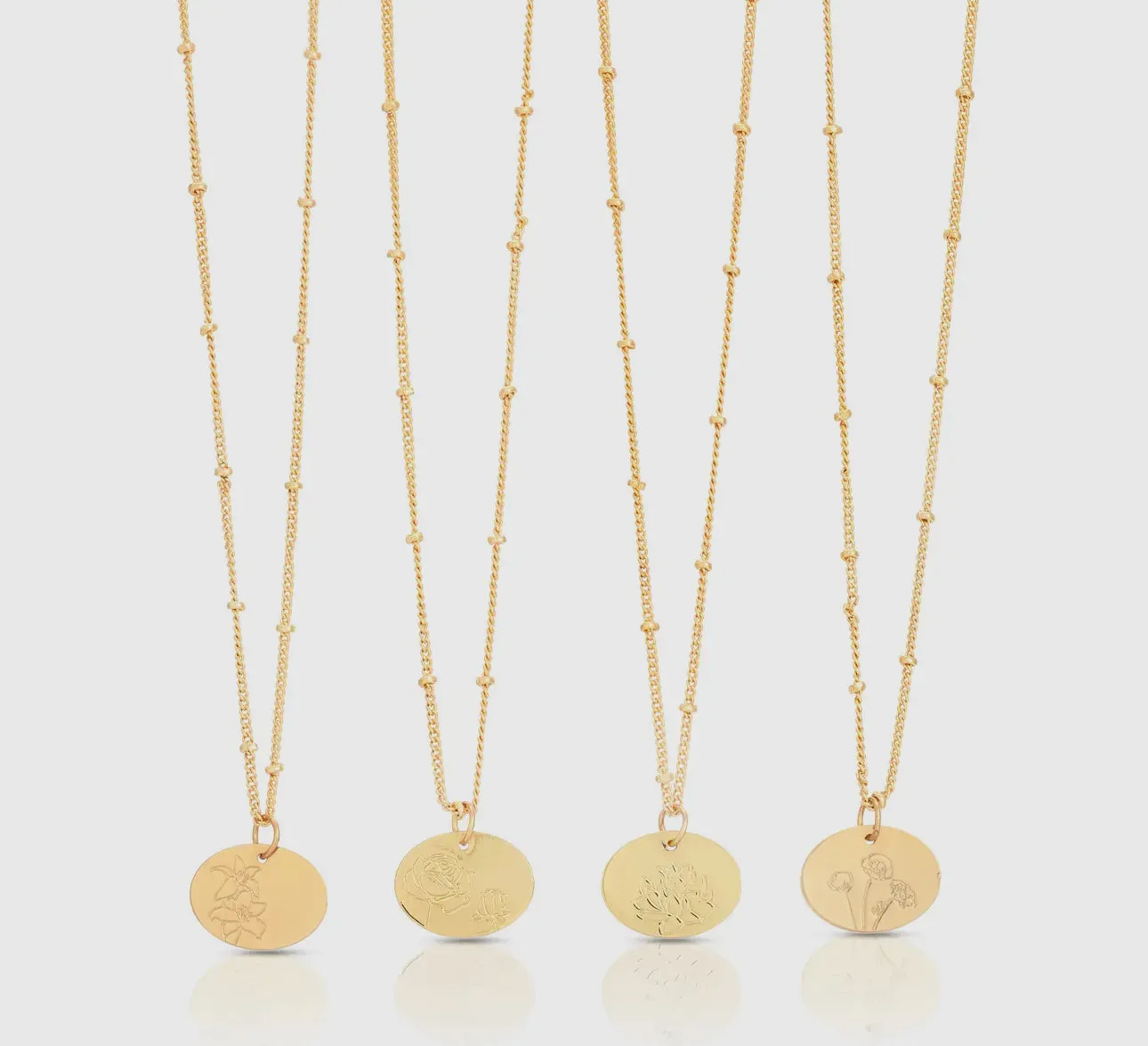 Lucky Feather Birth Flower Necklaces