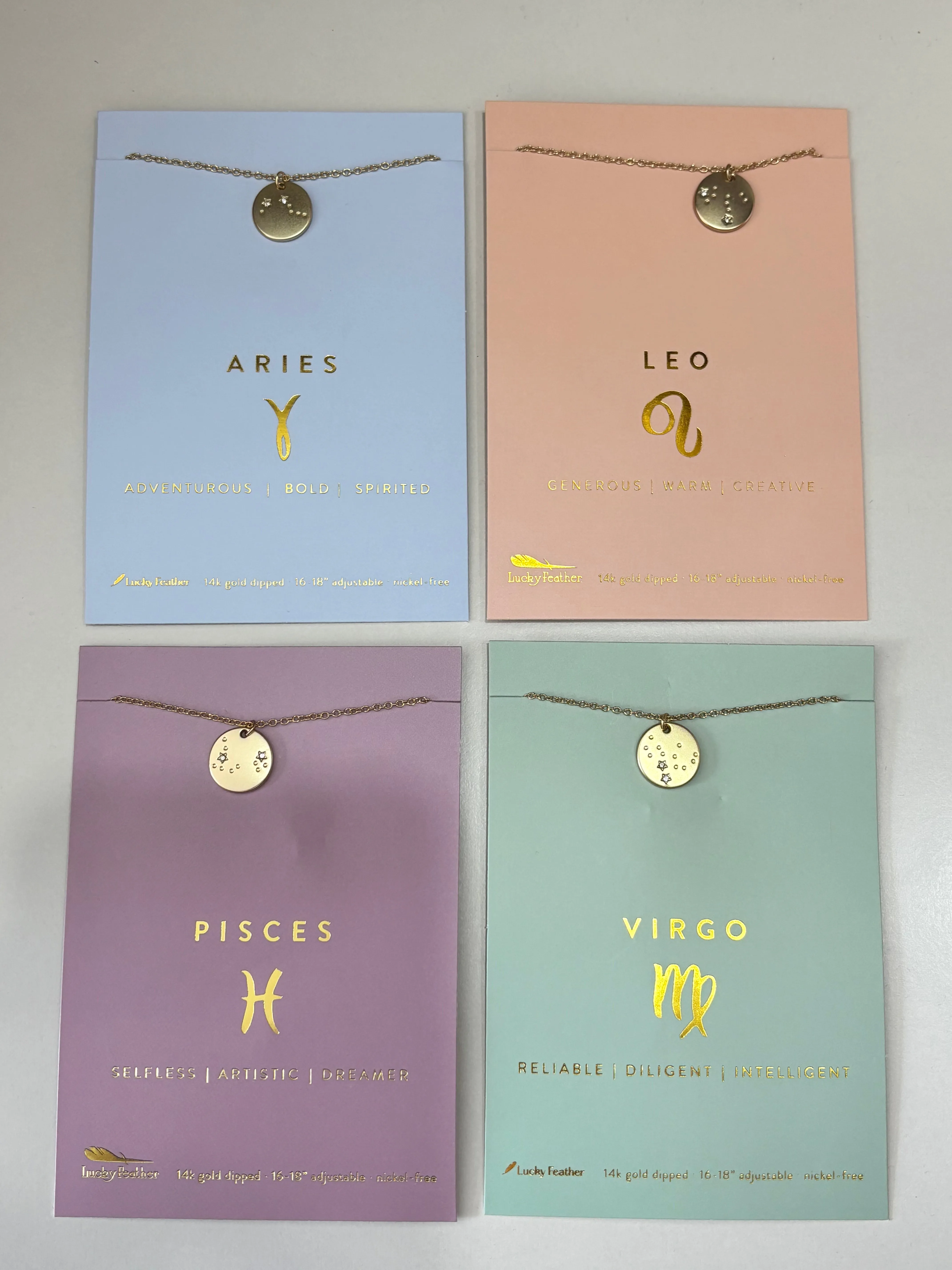 Lucky Feather Zodiac Necklaces