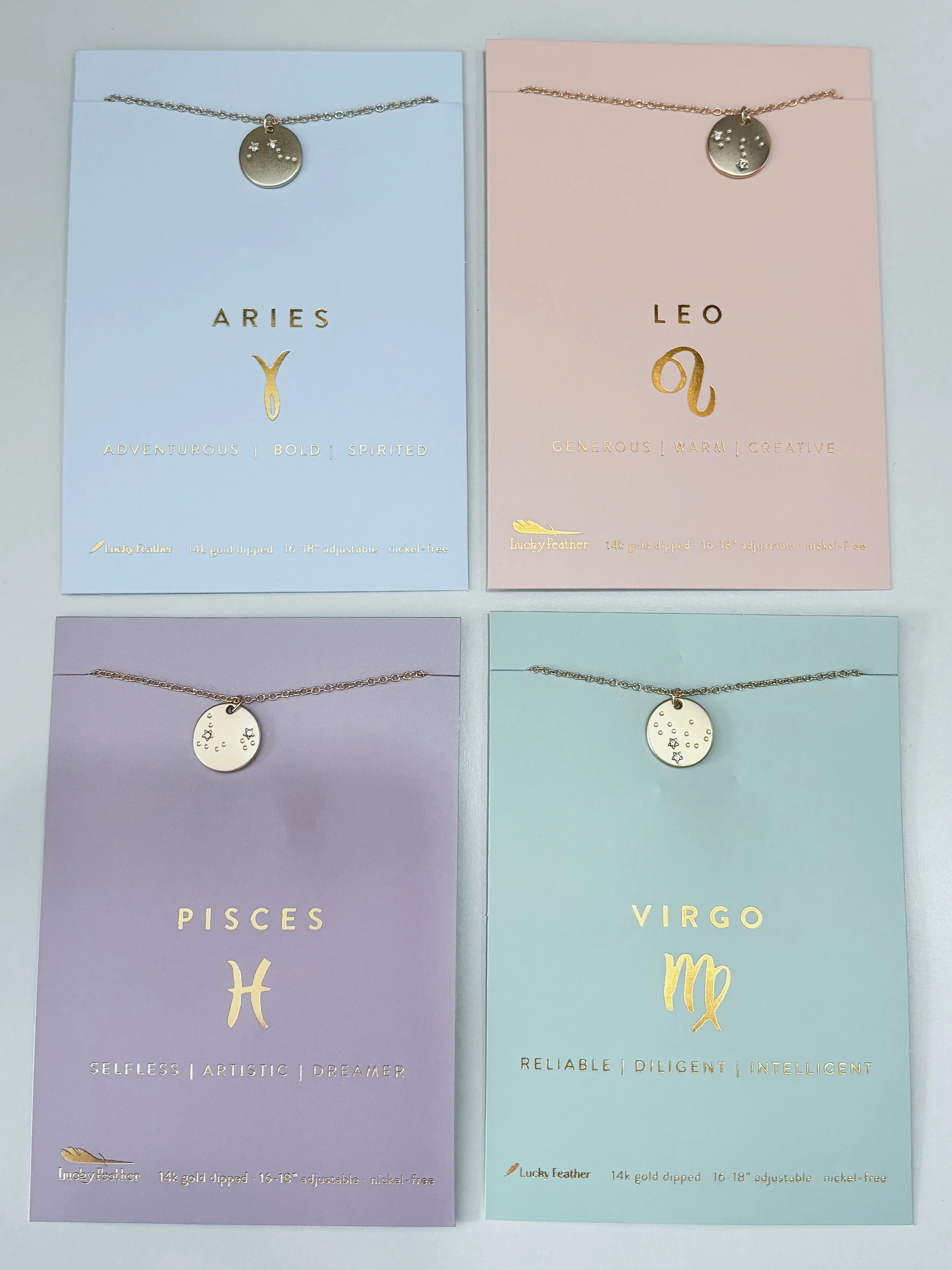 Lucky Feather Zodiac Necklaces