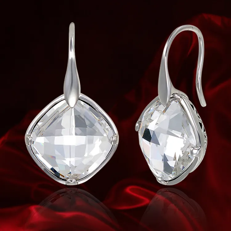 Luminous Deco Influenced White Crystal Earrings