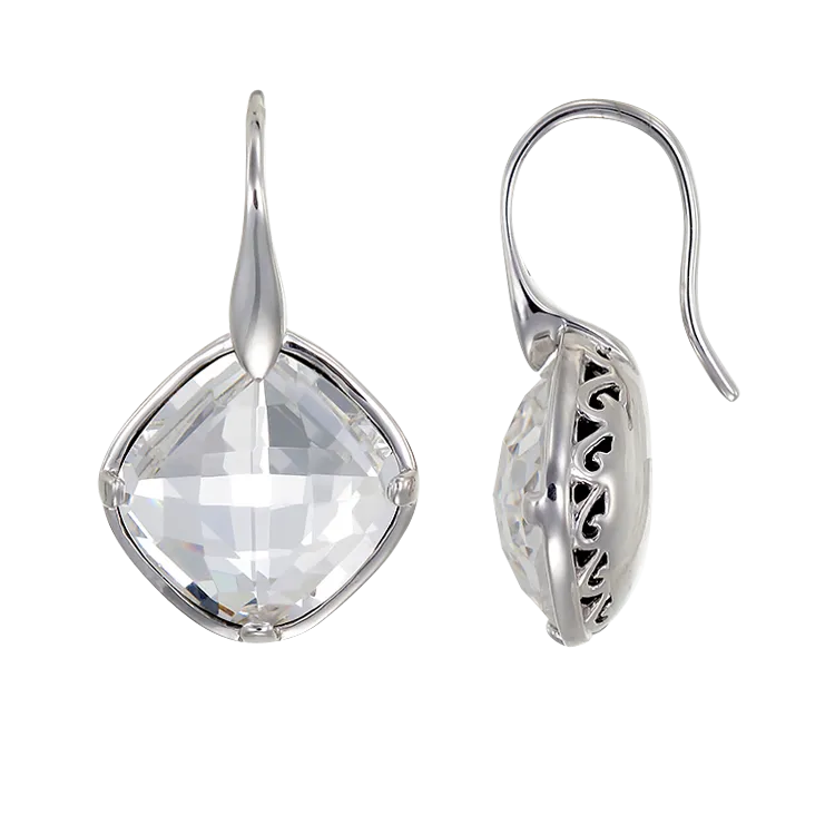 Luminous Deco Influenced White Crystal Earrings