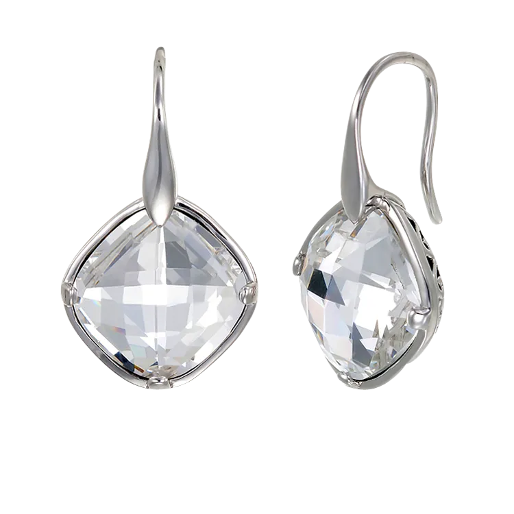 Luminous Deco Influenced White Crystal Earrings