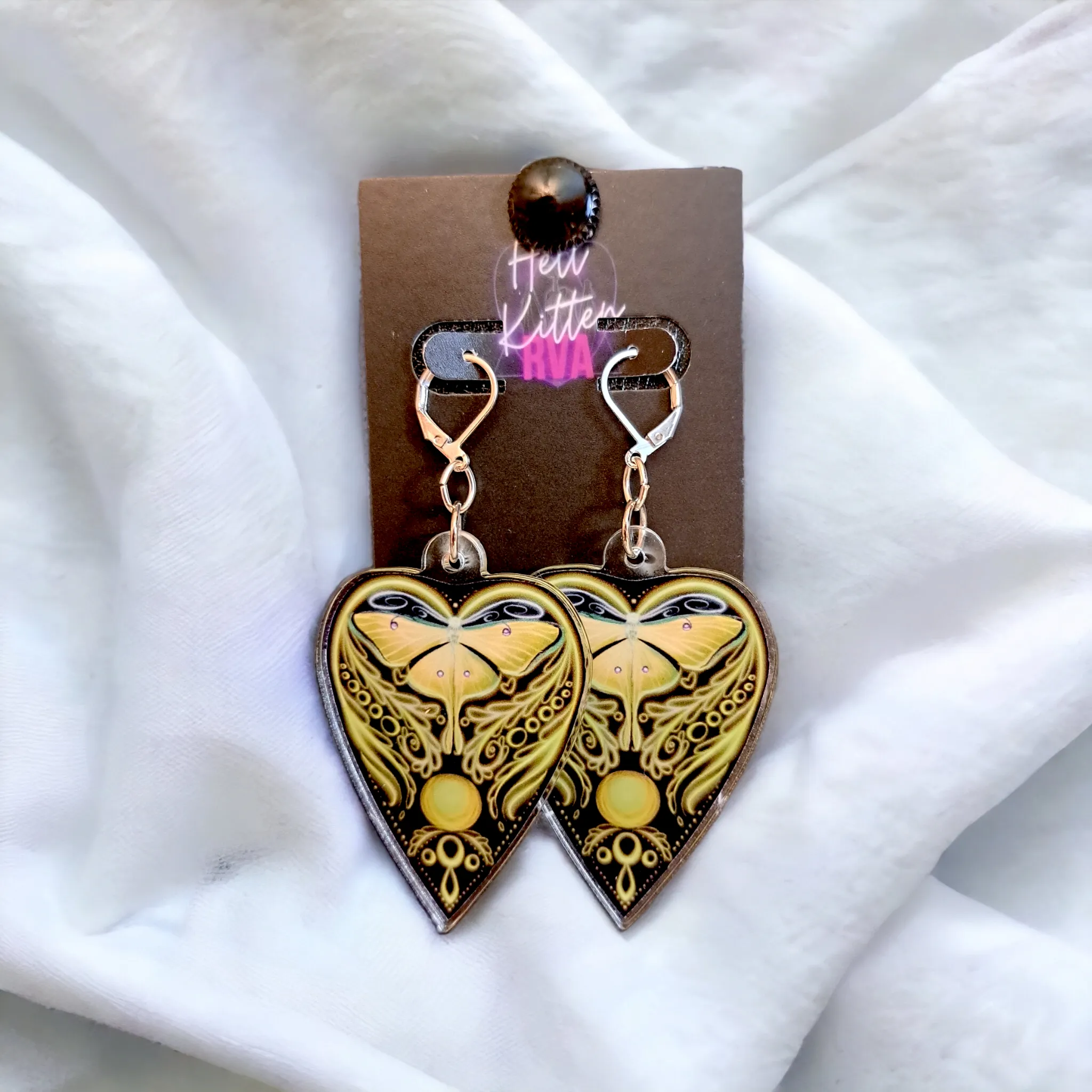 Luna Moth Ouija Acrylic Dangles Yellow (Earrings)