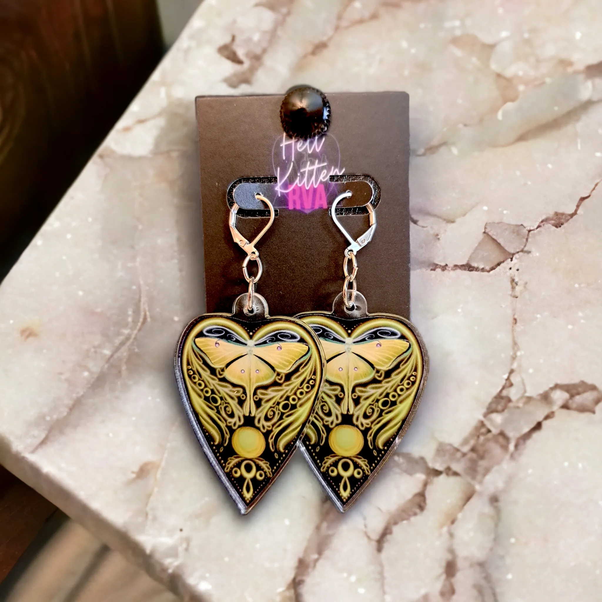 Luna Moth Ouija Acrylic Dangles Yellow (Earrings)