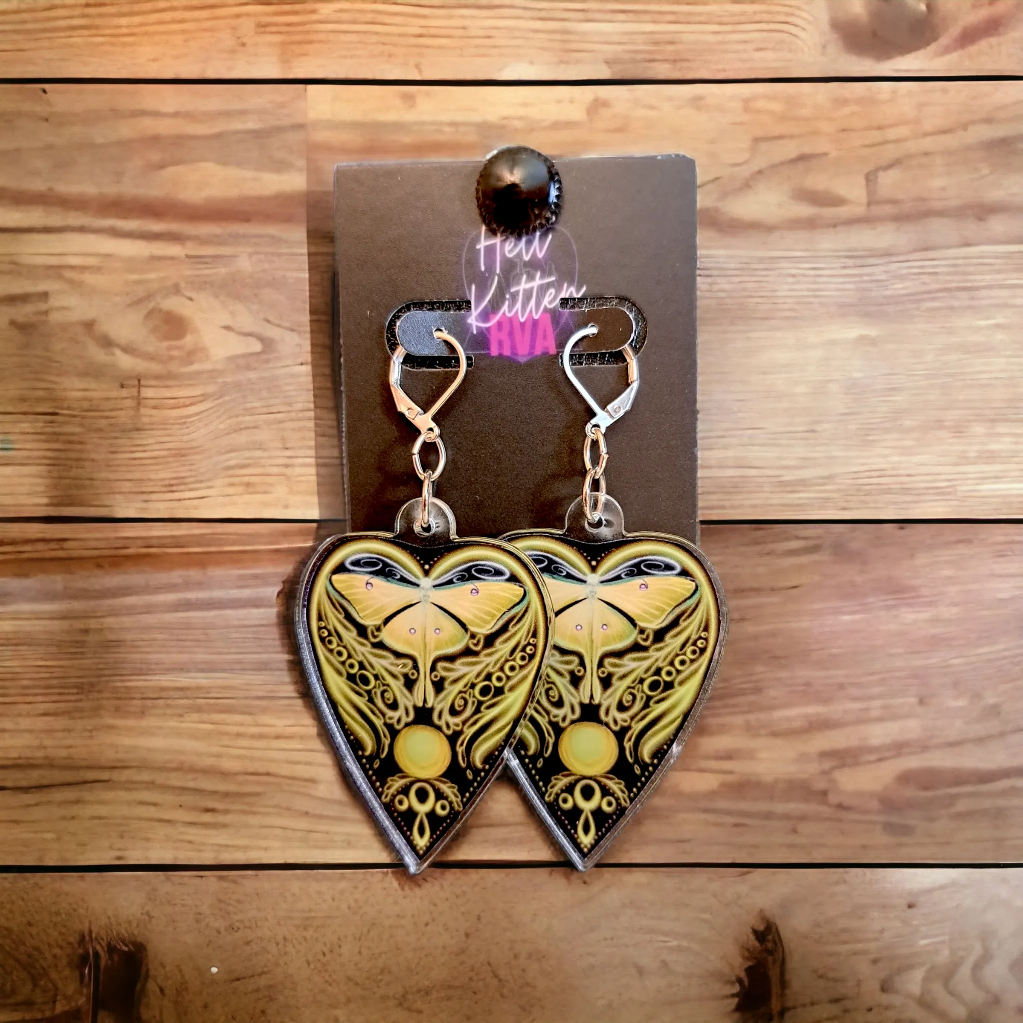 Luna Moth Ouija Acrylic Dangles Yellow (Earrings)