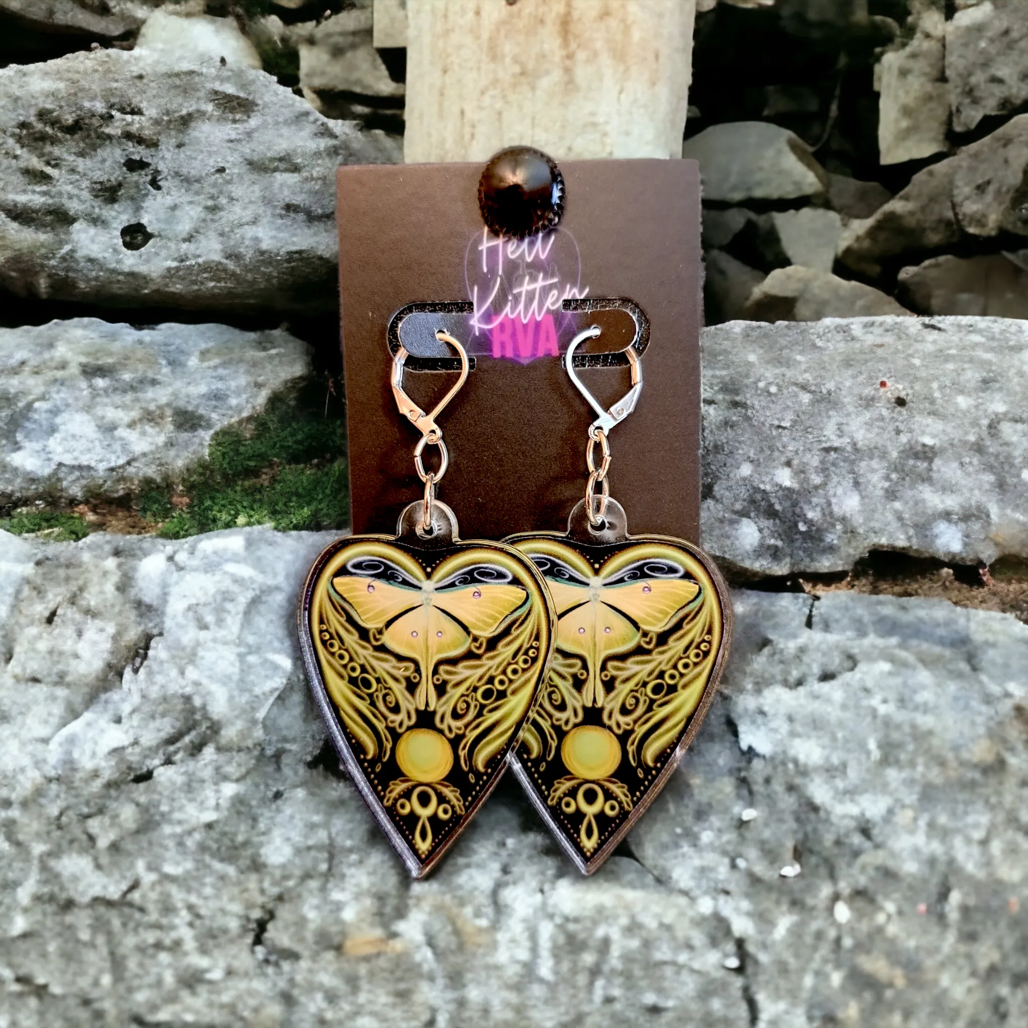 Luna Moth Ouija Acrylic Dangles Yellow (Earrings)