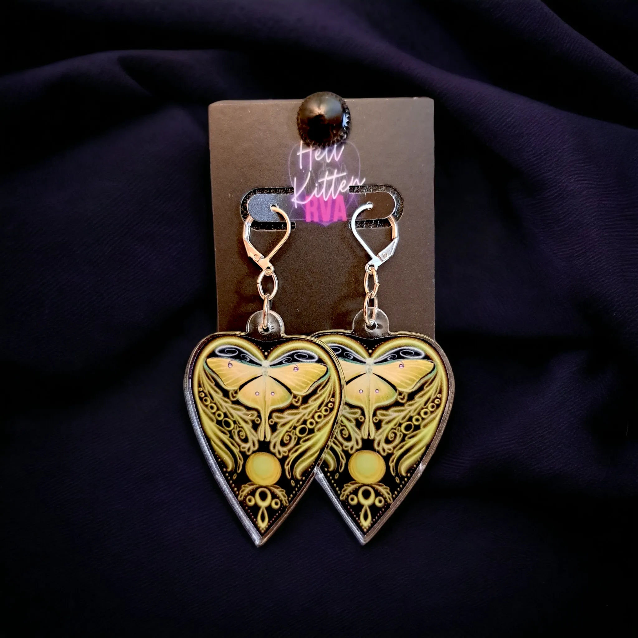 Luna Moth Ouija Acrylic Dangles Yellow (Earrings)