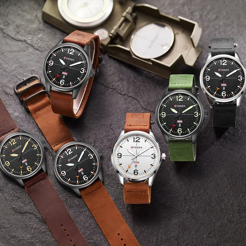 Luxury Brand CURREN Men Watches Fashion Casual Sports Wrist Watch Men Leather Military Watch Mens Quartz Clock Relogio Masculino