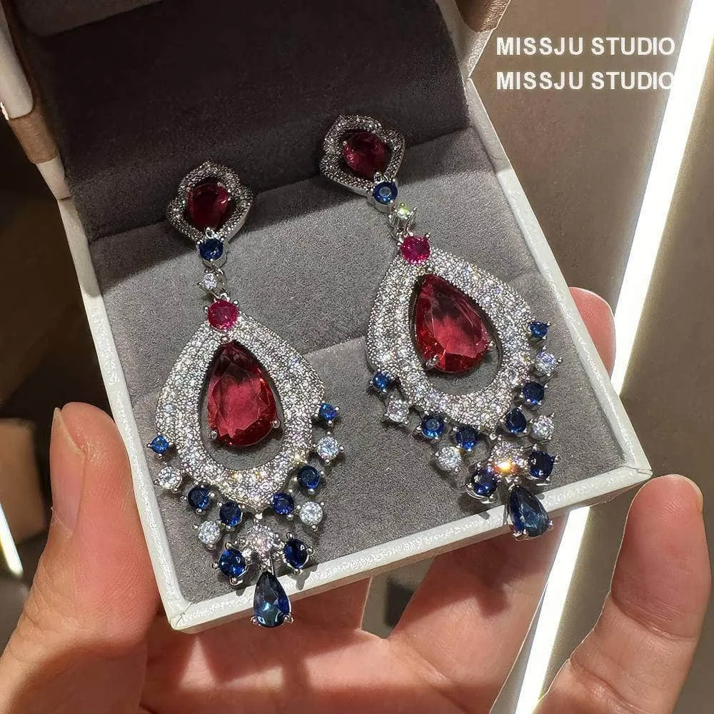 Luxury Teardrop Paved Crystal Dangle Statement Earrings