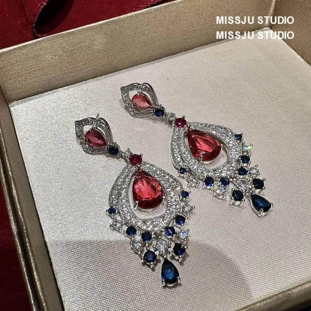 Luxury Teardrop Paved Crystal Dangle Statement Earrings